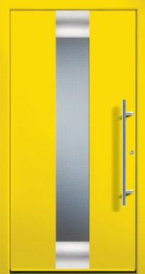 Powder coated entry door yellow